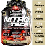 MuscleTech Nitrotech Whey Protein Сывороточный протеин с креатином и вкусом ванильного крема 1,8 кг