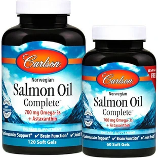 Carlson Labs Complete Norwegian Salmon Oil 700 mg | С астаксантином [120+60 софтгелей]