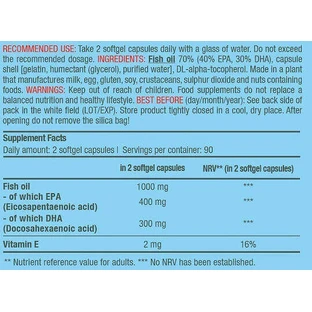 Biotech USA Mega Omega 3 with Vitamin E Fish Oil 180 softgels Unflavoured