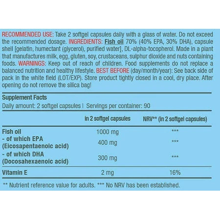 Biotech USA Mega Omega 3 with Vitamin E Fish Oil 180 softgels Unflavoured: цены и характеристики
