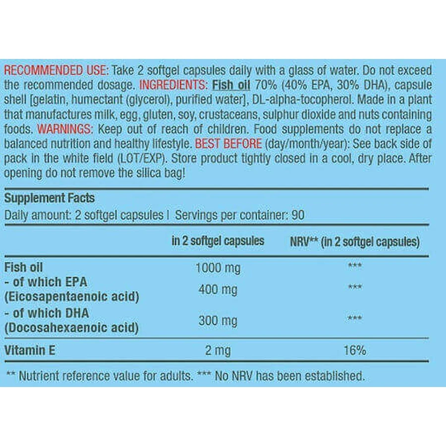 Biotech USA Mega Omega 3 with Vitamin E Fish Oil 180 softgels Unflavoured: цены и характеристики