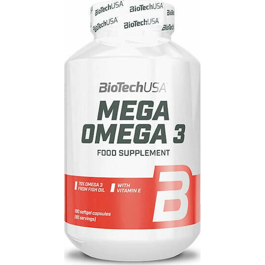 Biotech USA Mega Omega 3 with Vitamin E Fish Oil 180 softgels Unflavoured: цены и характеристики