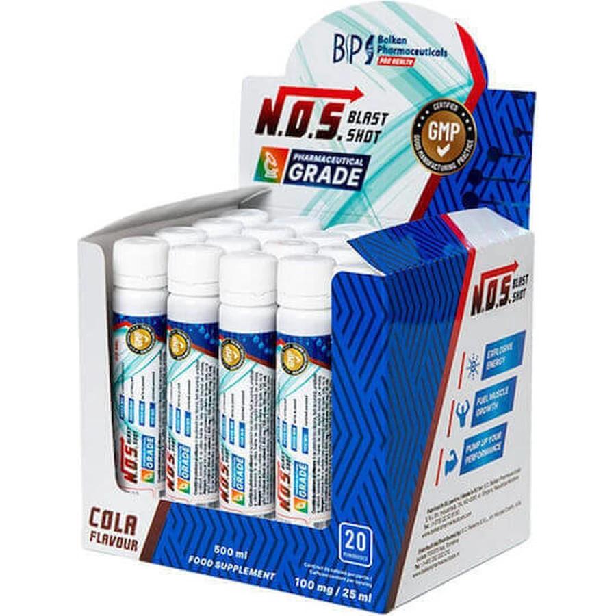 Balkan Pharmaceuticals N.O.S. Blast Shot Pre Workout Supplement 20 x 1ml Cola: цены и характеристики