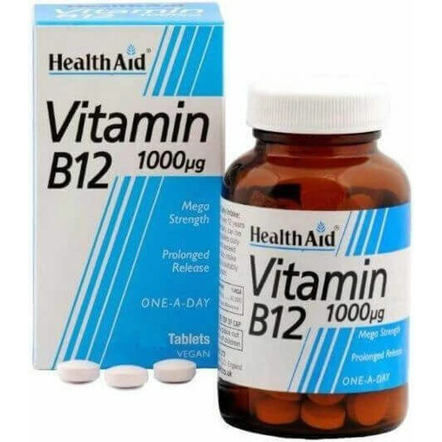 Health Aid B12 50 Tabs Витамин для здоровья нервной системы 1000 мкг 50 таблеток: цены и характеристики