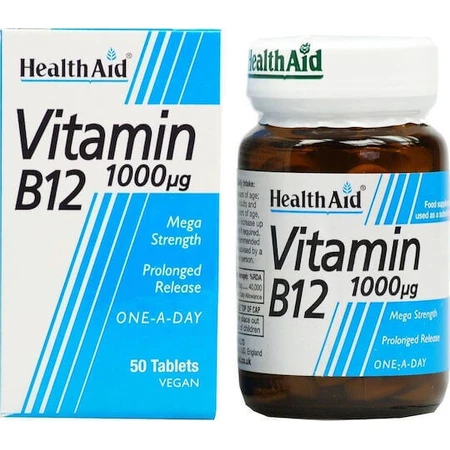 Health Aid B12 50 Tabs Витамин для здоровья нервной системы 1000 мкг 50 таблеток: цены и характеристики