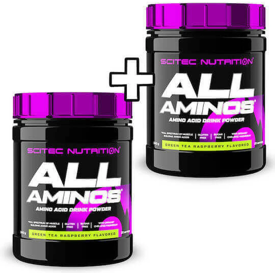 Scitec Nutrition All Aminos 340 г малинового зеленого чаю та Scitec Nutrition All Aminos 340 г малинового зеленого чаю в індивідуальній упаковці: ціни та характеристики