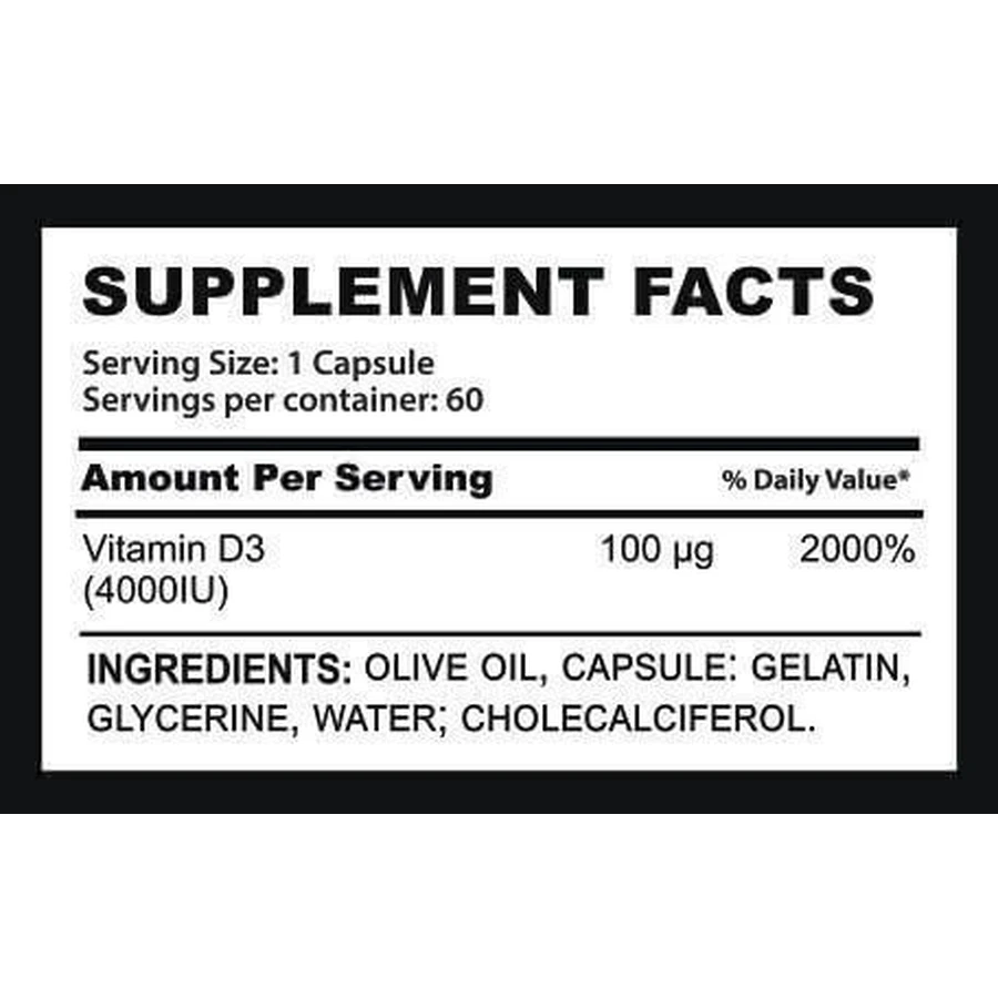 Fire & Spear Vit D3 Зміцнення імунітету та здоров'я яєць Vit D3 4000iu підходить для дорослих 50+ 60 капс.: ціни та характеристики