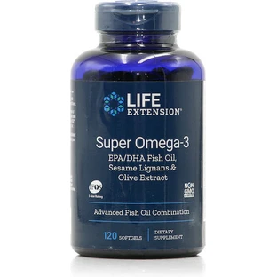 Life Extension Super Omega 3 EPA/DHA Fish Oil Рыбий жир EPA/DHA Рыбий жир Кунжутные лигнаны и экстракт оливы 120 софтгелей
