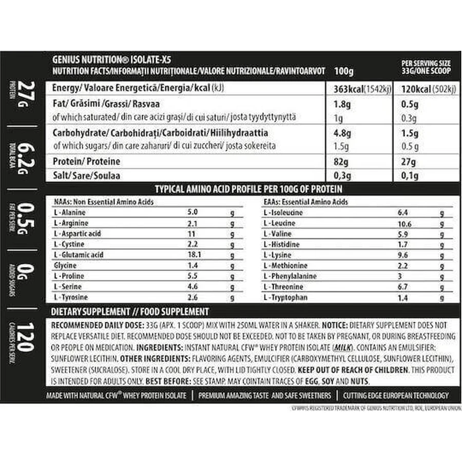 Genius Nutrition Isolate X5 зі смаком шоколаду 2 кг: ціни та характеристики