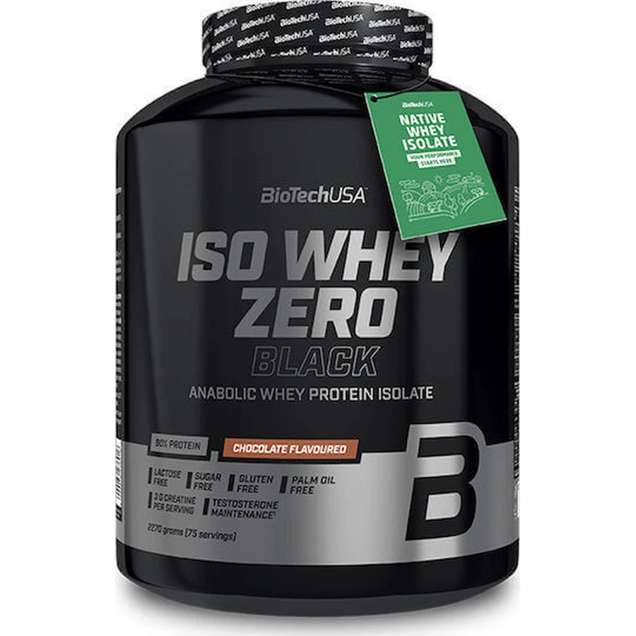 Biotech USA Iso Whey Zero Нульовий чорний сироватковий протеїн з креатином, без глютену та лактози зі смаком шоколаду 1,816 кг: ціни та характеристики