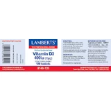 Lamberts Vitamin D3 Вітамін для зміцнення імунної системи та здоров'я яєць 400iu 120 таблеток