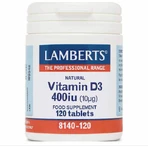 Lamberts Vitamin D3 Вітамін для зміцнення імунної системи та здоров'я яєць 400iu 120 таблеток: ціни та характеристики