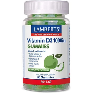Lamberts Vitamin D3 Вітамін для зміцнення імунної системи та здоров'я яєць 1000iu Яблуко 60 желейних цукерок