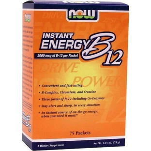 Now Foods Вітамін миттєвої енергії B12 для здоров'я нервової системи 75 пакетиків