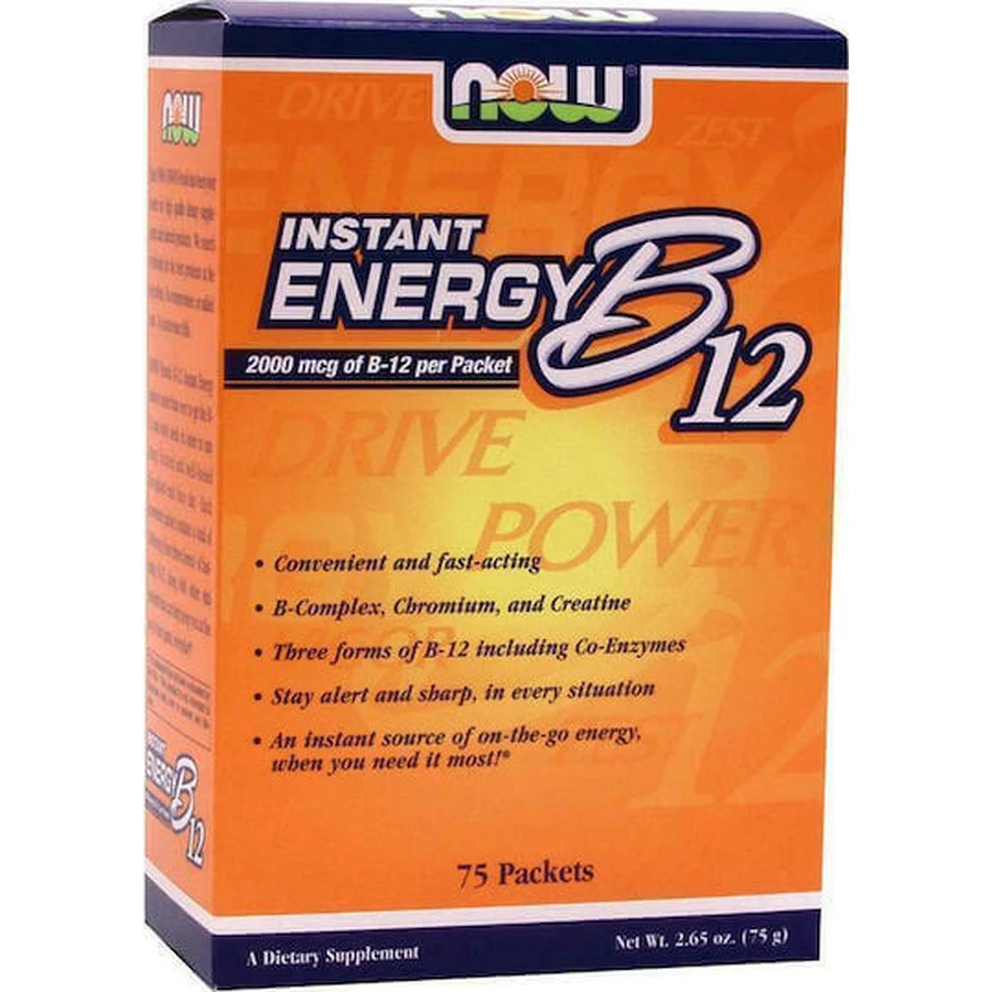 Now Foods Вітамін миттєвої енергії B12 для здоров'я нервової системи 75 пакетиків: ціни та характеристики