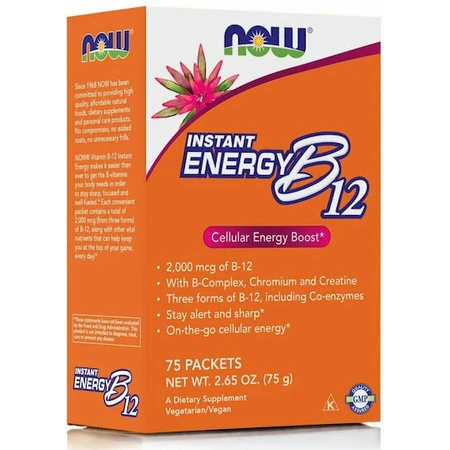 Now Foods Вітамін миттєвої енергії B12 для здоров'я нервової системи 75 пакетиків: ціни та характеристики