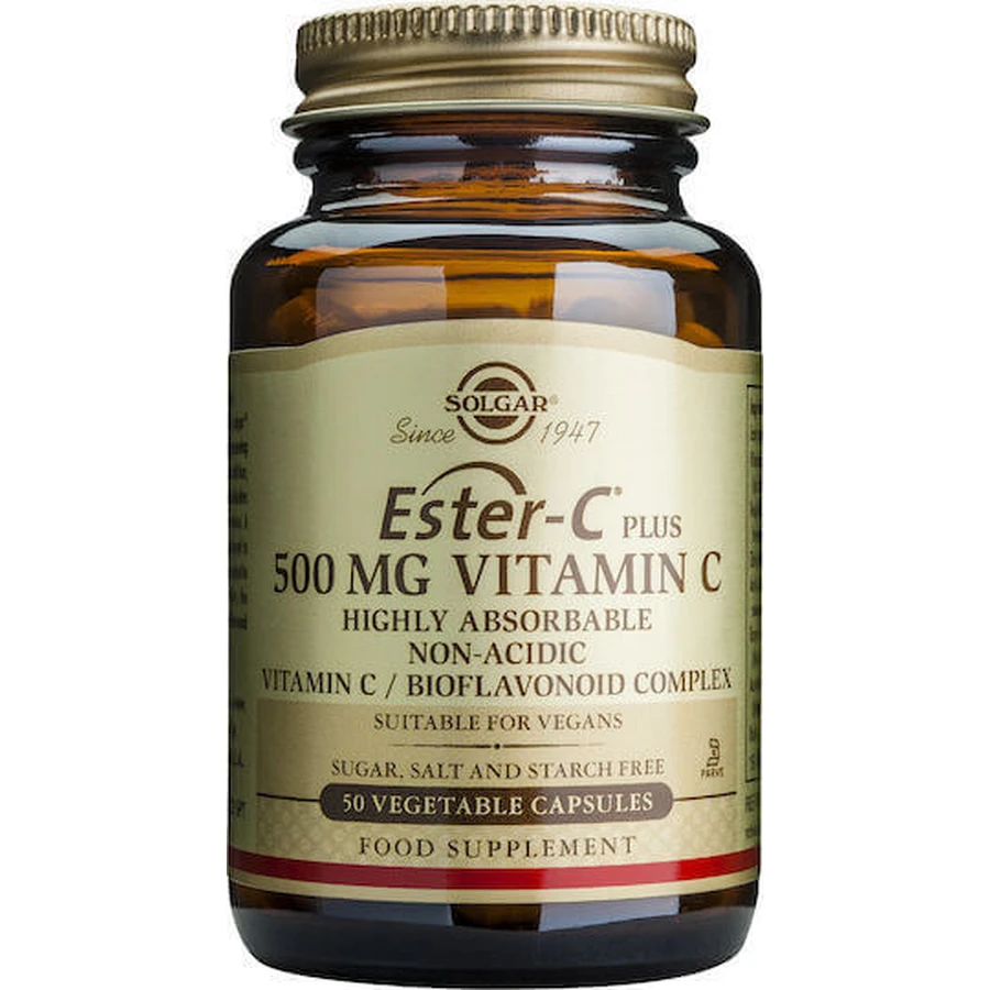 Solgar Ester-C Plus Вітамін для підтримки імунітету, шкіри та антиоксидантної дії 500 мг 50 рослинних капсул: ціни та характеристики