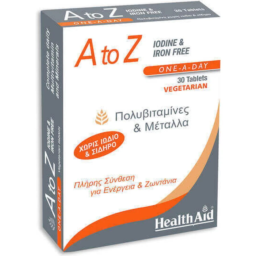 Health Aid A To Z Мультивитамины без йода и железа для укрепления иммунной системы 30 таблеток: цены и характеристики