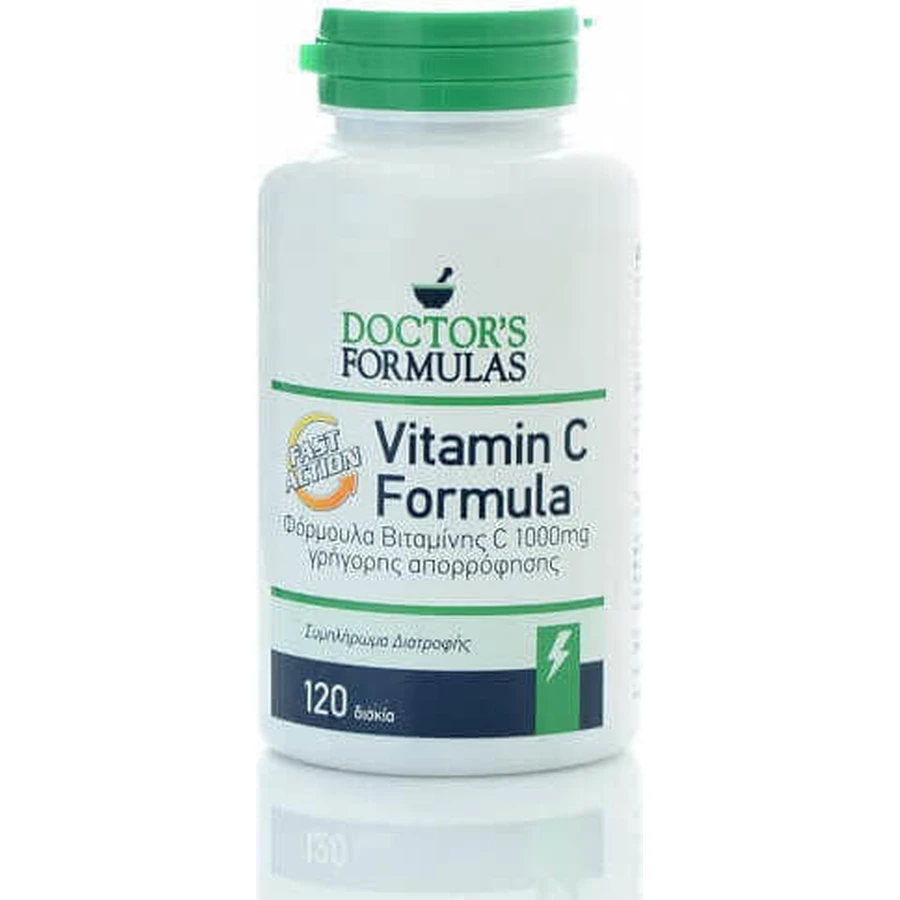 Doctor's Formulas Вітамін С швидкої дії 1000 мг Вітамін для зміцнення імунітету, шкіри та антиоксидантної дії 1000 мг 120 таблеток: ціни та характеристики