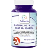 Full Health Natural D3 2000IU Вітамін для зміцнення імунної системи та здоров'я яєць 2000iu 120 рослинних капсул