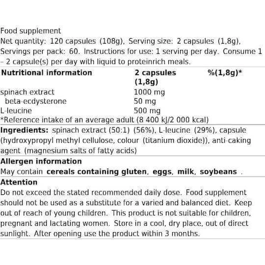 Peak Nutrition Ecdysterone 120 капс неароматизированный: цены и характеристики