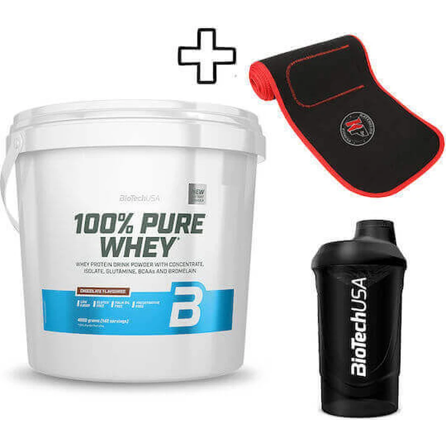 Biotech Usa 100% Pure Whey 4000g Chocolate with Coconut & Katerelos Fitness Sweat Weight Loss Belt 130cm X 26.50cm X 5mm One Size & Biotech Usa Usa Wave Shaker 600ml Black-smoking Customised Package: цены и характеристики