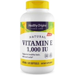 Healthy Origins Вітамін Е Вітамін для шкіри та антиоксидантної дії 1000iu Natural - Натуральні 120 м'яких гелів