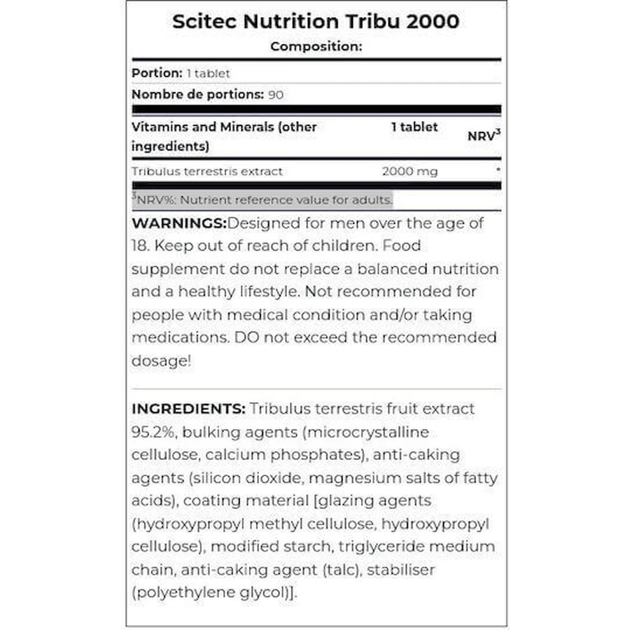 Scitec Nutrition Tribu 2000 мг добавка для підвищення лібідо та тестостерону 90 таб.: ціни та характеристики