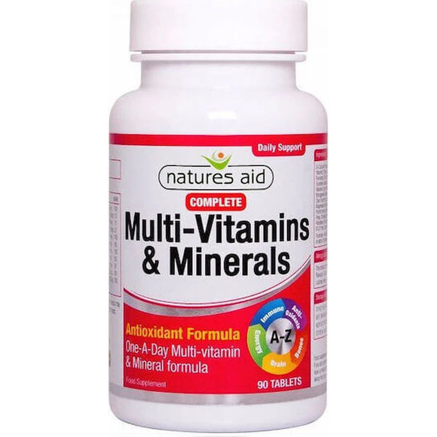Natures Aid Complete Multi-Vitamins & Minerals Мультивитамины для энергии, иммунной системы и укрепления волос 90 таблеток: цены и характеристики