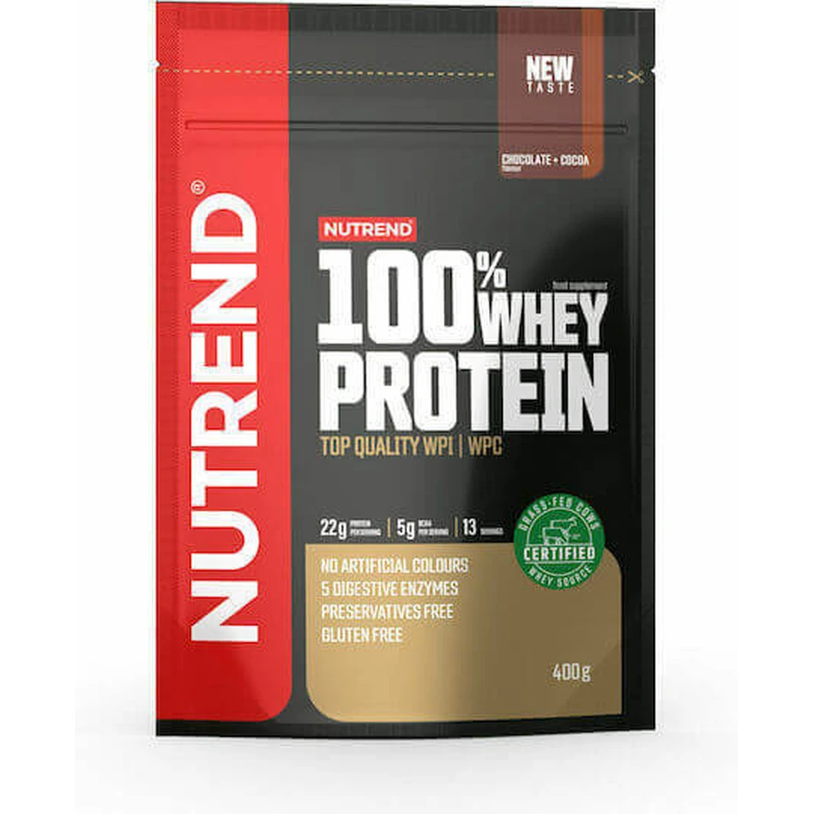 Nutrend 100% сироватковий протеїн Сироватковий протеїн без глютену зі смаком какао-шоколаду 400гр: ціни та характеристики
