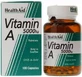 Health Aid Вітамін А Вітамін для волосся, шкіри та антиоксидантної дії 5000iu 100 x 1 капсул