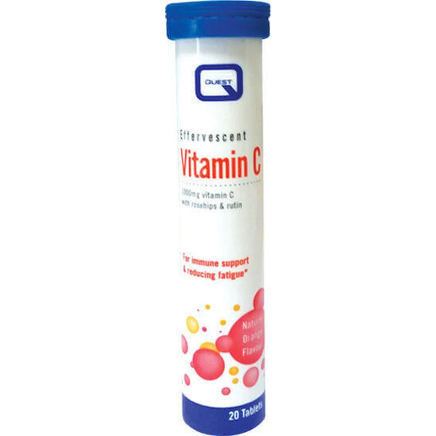 Quest Vitamin C 1000mg with Rosehips & Rutin Витамин для укрепления иммунитета, кожи и антиоксидантного действия 1000mg Orange 20 x 1 шипучая таблетка: цены и характеристики