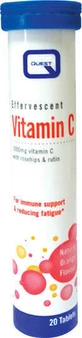 Quest Vitamin C 1000mg with Rosehips &amp; Rutin Витамин для укрепления иммунитета, кожи и антиоксидантного действия 1000mg Orange 20 x 1 шипучая таблетка