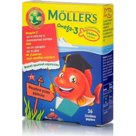 Риб'ячий жир Moller's Омега 3 Підходить для дітей 36 желейних цукерок Полуниця: ціни та характеристики