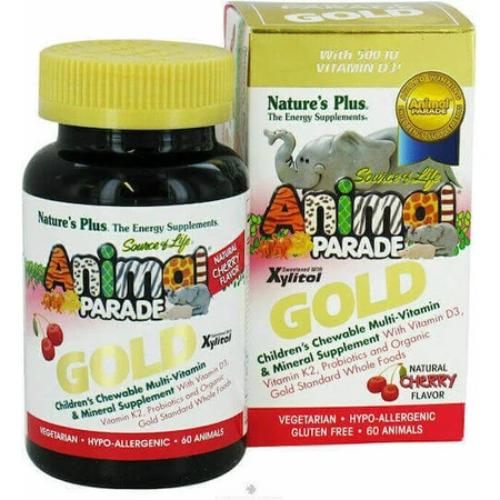 Nature's Plus Animal Parade GOLD Жувальні мультивітаміни Жувальні мультивітаміни для зміцнення імунної системи Вишня F 60 жувальних таблеток: ціни та характеристики