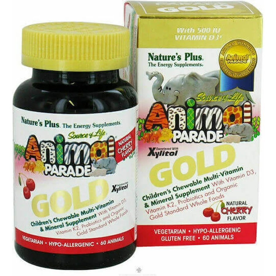 Nature's Plus Animal Parade GOLD Жувальні мультивітаміни Жувальні мультивітаміни для зміцнення імунної системи Вишня F 60 жувальних таблеток: ціни та характеристики