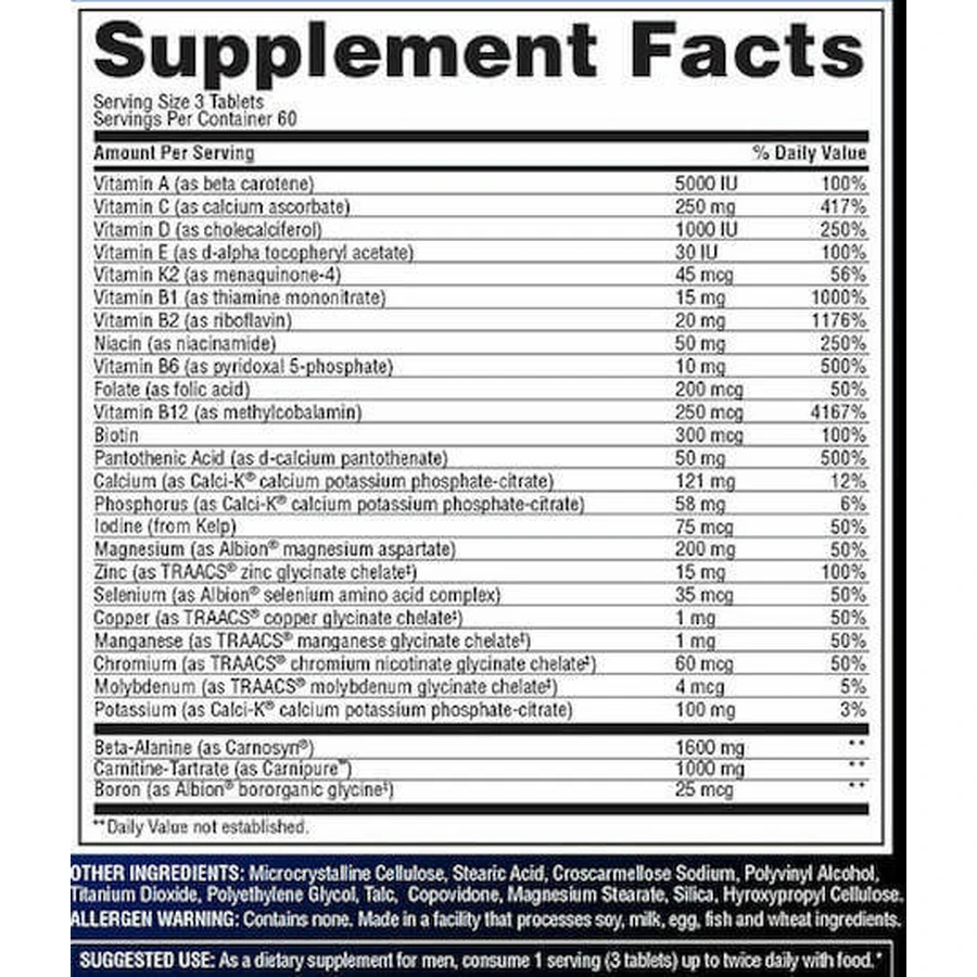 Gaspari Nutrition Anavite Multivitamin for Energy & Immune System Boost 180 Tablets: цены и характеристики
