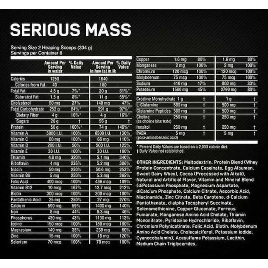 Optimum Nutrition Serious Mass сироватковий протеїн з креатином та смаком печива і вершків 5,454 кг: ціни та характеристики