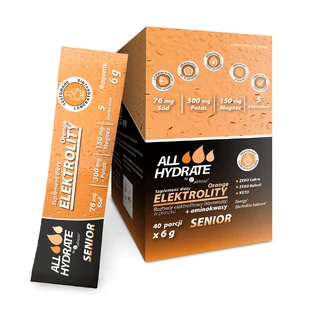 ALLHydrate Senior електроліти з амінокислотами, зі смаком апельсина, 6 г х 40 пакетиків