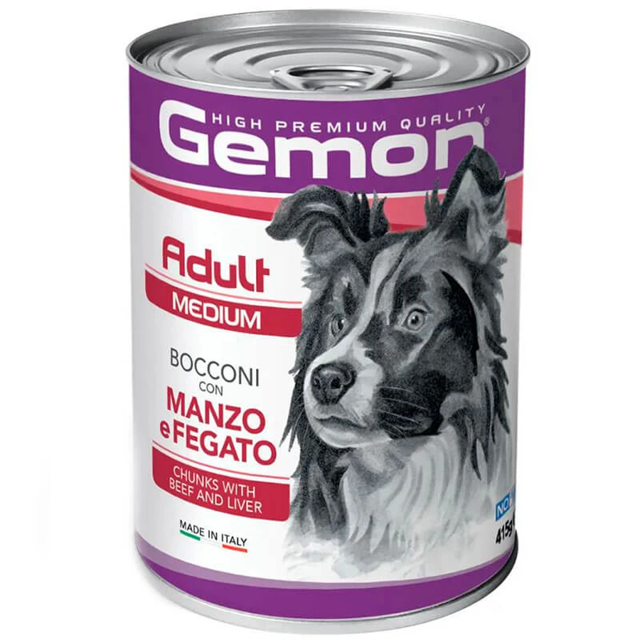 Gemon Dog Medium Adult Chunks with Beef&Liver - Влажный корм с говядиной и печенью для взрослых собак средних пород (кусочки в желе), 415 г: цены и характеристики