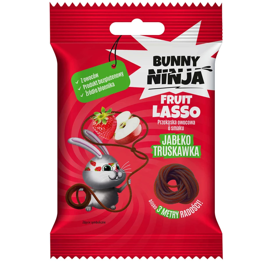 Bunny Ninja Fruit Lasso, фруктовый снек, яблочно-клубничный вкус, 20 г.: цены и характеристики