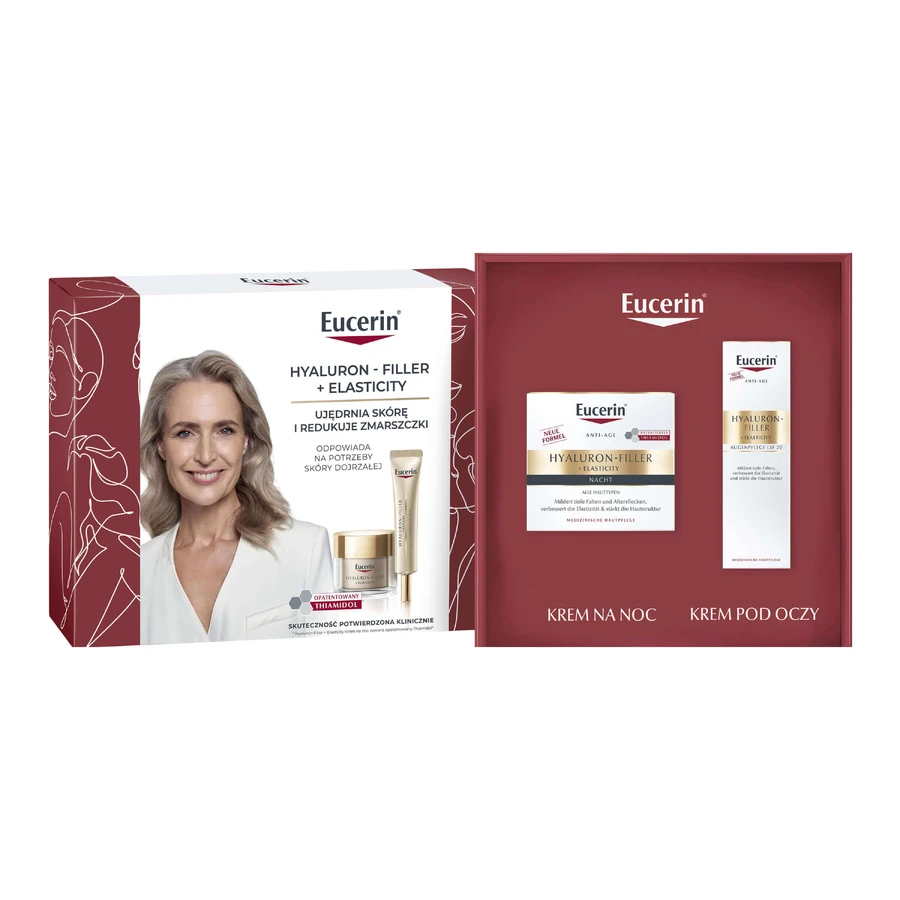 Набір Eucerin Hyaluron-Filler + Elasticity, нічний крем, 50 мл + крем для повік, SPF 20, 15 мл: ціни та характеристики