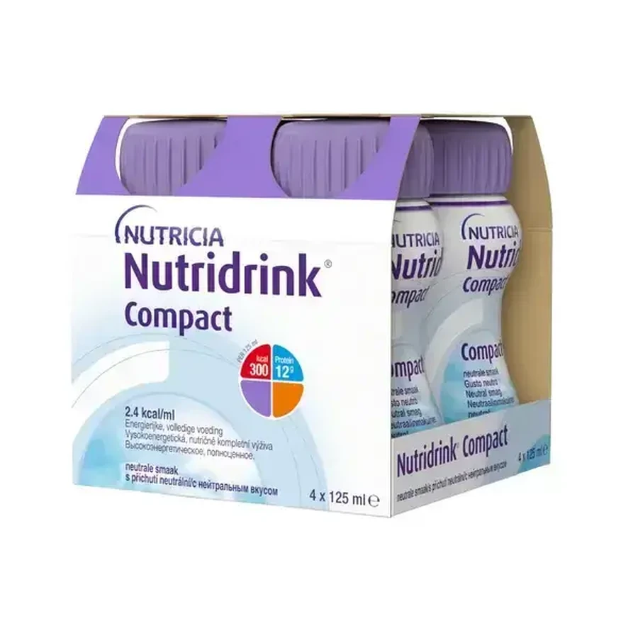 Nutridrink Compact cu aromă neutră 4x125 ml, băutură pentru uz medical: цены и характеристики