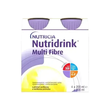 Nutridrink Multi Fibre aromă de vanilie 4×200 мл, для медичних цілей: ціни та характеристики
