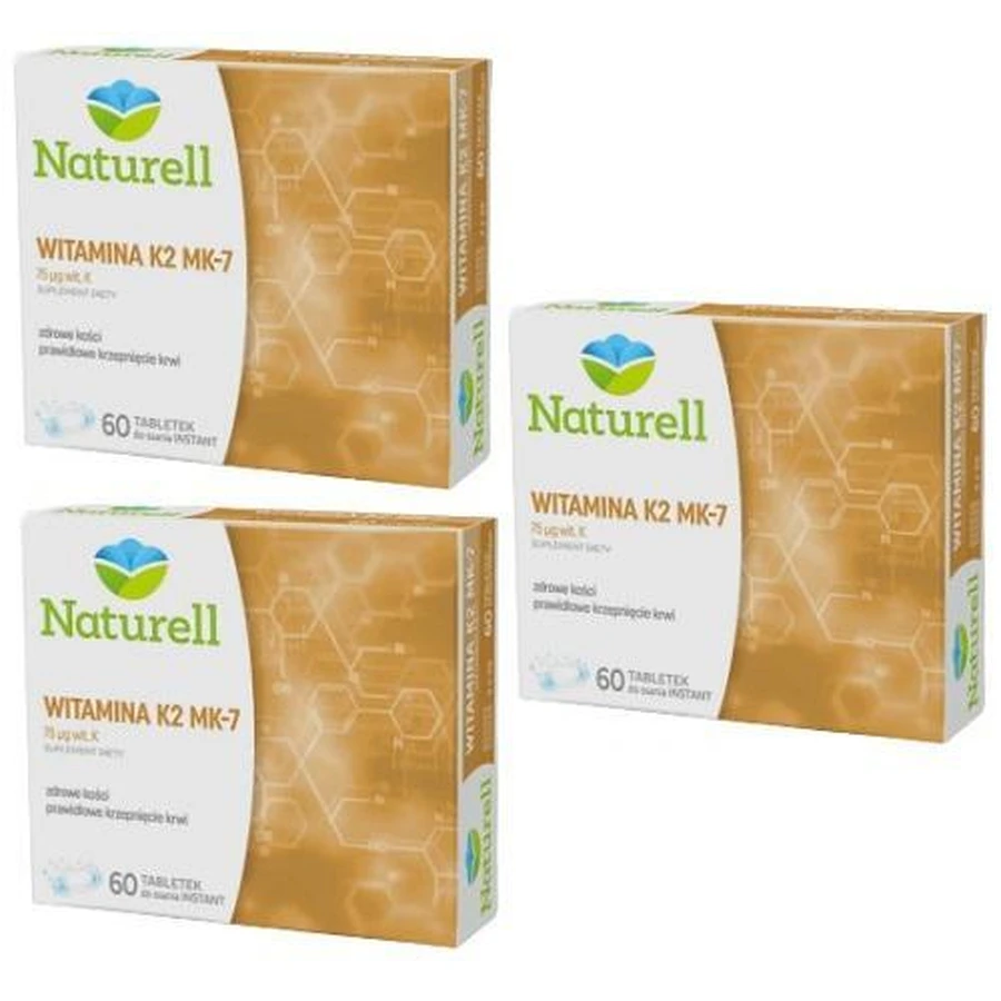 Набір з 3х вітамінів Naturell Vitamin K2 MK-7, 60 таблеток: ціни та характеристики
