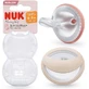 Nuk Mommy Feel Пустышка силиконовая ортодонтическая с чехлом оранжевая и бежевая для 0-9 месяцев 2шт