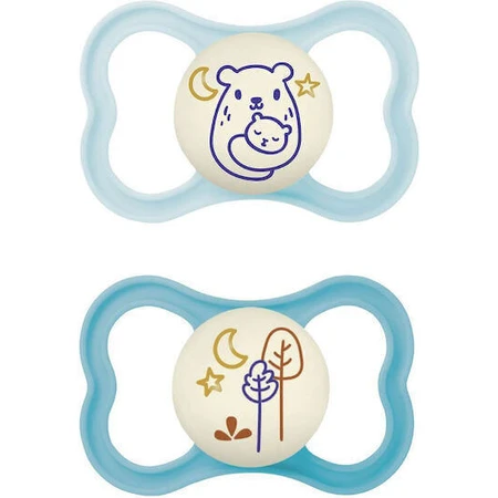 Mam Pacifiers Силиконовая пустышка Мишка/деревья - светло-голубая для 6-16 месяцев 2шт: цены и характеристики