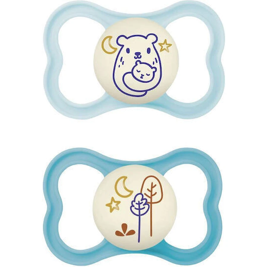 Mam Pacifiers Силиконовая пустышка Мишка/деревья - светло-голубая для 6-16 месяцев 2шт: цены и характеристики