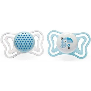 Chicco Physio Light Силиконовые ортодонтические пустышки с чехлом Fox - Light Sky Blue для 2-6 месяцев 2шт 2шт
