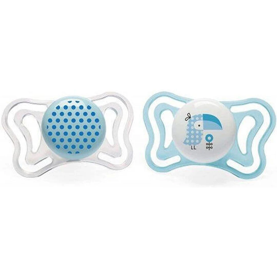 Chicco Physio Light Силиконовые ортодонтические пустышки с чехлом Fox - Light Sky Blue для 2-6 месяцев 2шт 2шт: цены и характеристики